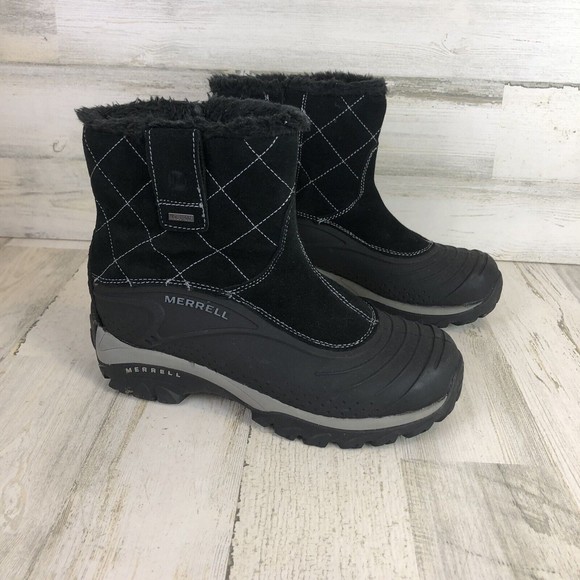 Merrell Shoes - Merrell Ice Flow Winter Boots Black Gray Leather Waterproof Pull On Women’s 9.5